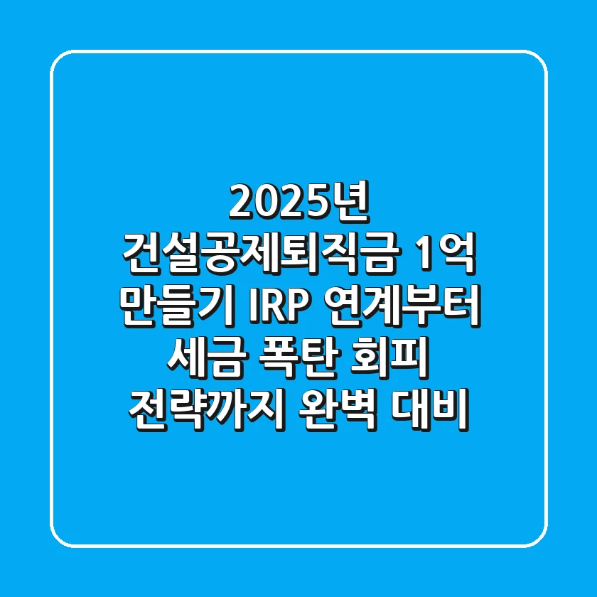 "2025년 건설공제퇴직금 1억 만들기", IRP 연계부터 세금 폭탄 회피 전략까지 완벽 대비