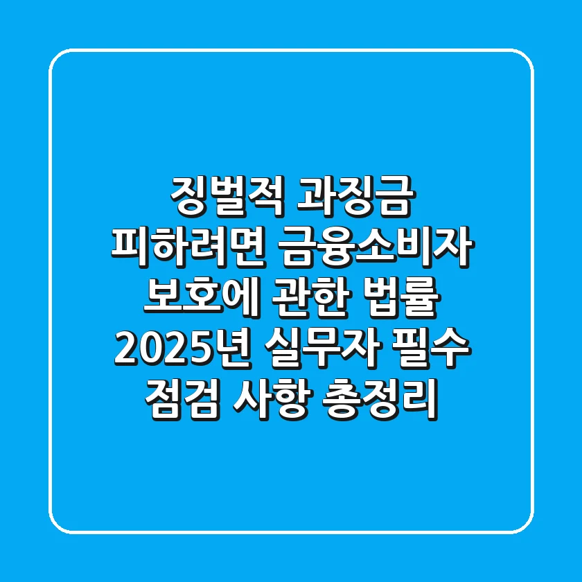 "징벌적 과징금 피하려면?", 금융소비자 보호에 관한 법률 2025년 실무자 필수 점검 사항 총정리