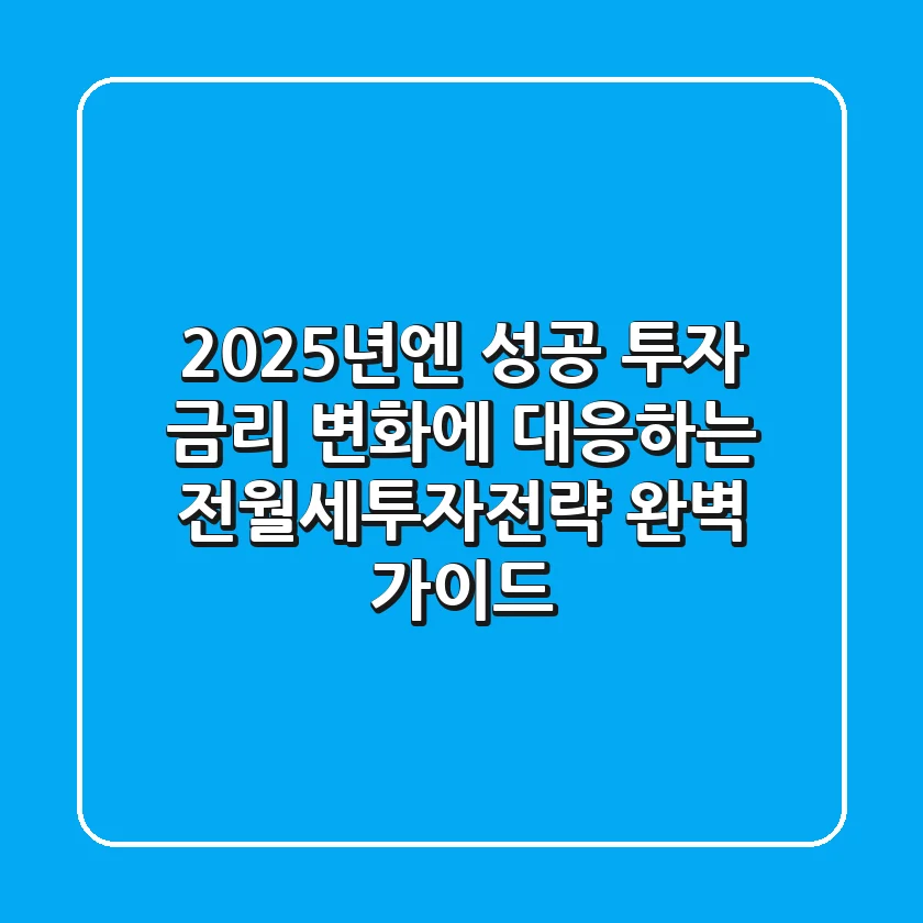 "2025년엔 성공 투자", 금리 변화에 대응하는 전월세투자전략 완벽 가이드