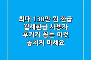 “최대 130만 원 환급?”, 월세환급 사용자 후기가 꼽는 ‘이것’ 놓치지 마세요