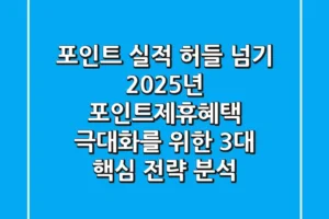 “포인트 실적 허들 넘기”, 2025년 포인트제휴혜택 극대화를 위한 3대 핵심 전략 분석