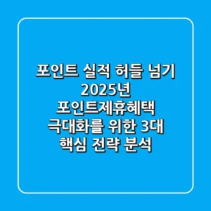 "포인트 실적 허들 넘기", 2025년 포인트제휴혜택 극대화를 위한 3대 핵심 전략 분석