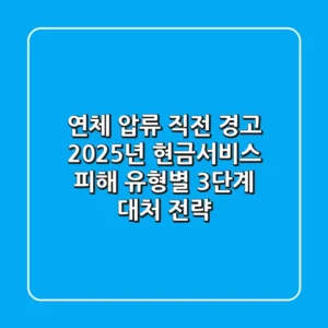"연체 압류 직전 경고", 2025년 현금서비스 피해 유형별 3단계 대처 전략