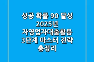 “성공 확률 90% 달성”, 2025년 자영업자대출활용 3단계 마스터 전략 총정리