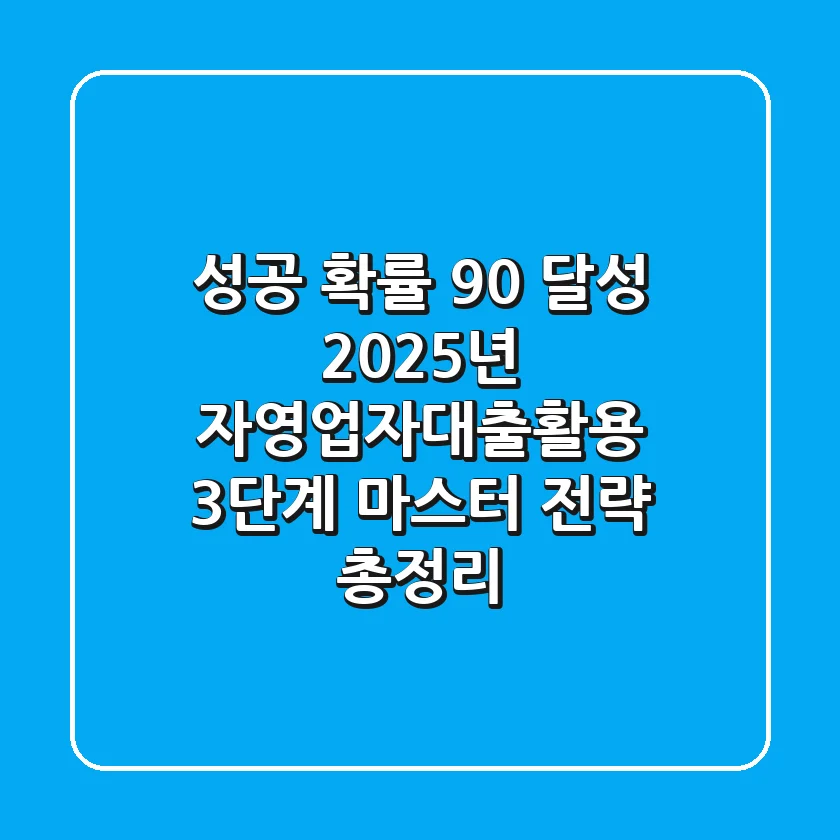 "성공 확률 90% 달성", 2025년 자영업자대출활용 3단계 마스터 전략 총정리