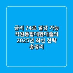 "금리 7%→4%로 절감 가능?", 직원통합대환대출의 2025년 최신 전략 총정리