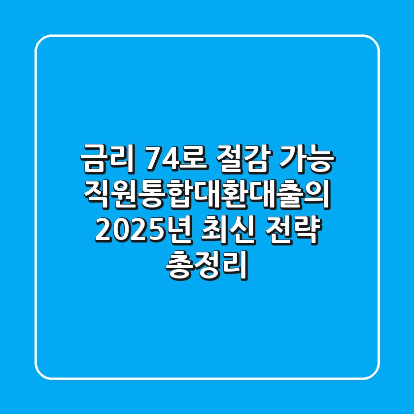 "금리 7%→4%로 절감 가능?", 직원통합대환대출의 2025년 최신 전략 총정리