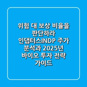 "위험 대 보상 비율을 판단하라", 인댑터스(INDP) 주가 분석과 2025년 바이오 투자 전략 가이드