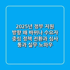 "2025년 정부 지원 방향, 왜 바뀌나?", 수요자 중심 정책 전환과 심사 통과 실무 노하우