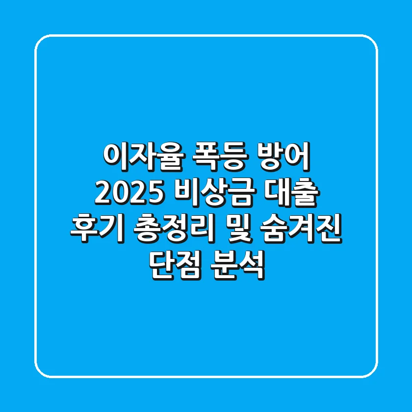 "이자율 폭등 방어!", 2025 비상금 대출 후기 총정리 및 숨겨진 단점 분석