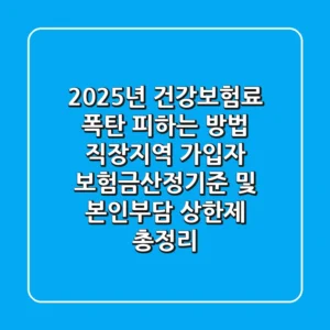 "2025년 건강보험료, 폭탄 피하는 방법", 직장·지역 가입자 보험금산정기준 및 본인부담 상한제 총정리