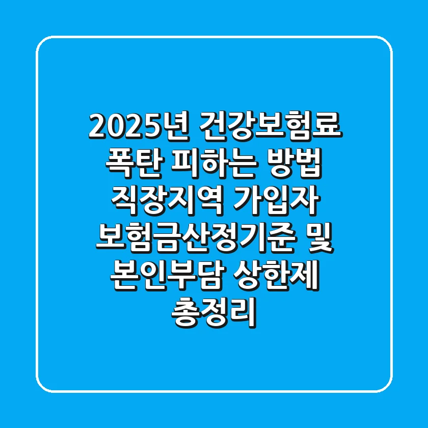 "2025년 건강보험료, 폭탄 피하는 방법", 직장·지역 가입자 보험금산정기준 및 본인부담 상한제 총정리