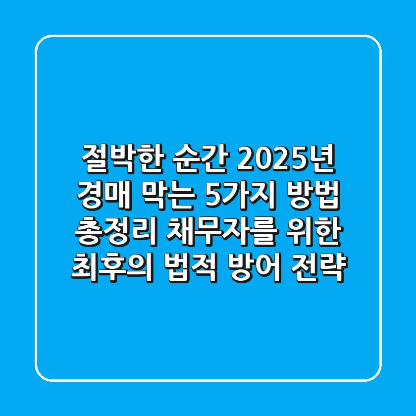 "절박한 순간, 2025년 경매 막는 5가지 방법 총정리": 채무자를 위한 최후의 법적 방어 전략