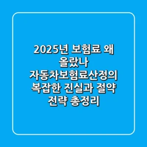 "2025년 보험료 왜 올랐나?", 자동차보험료산정의 복잡한 진실과 절약 전략 총정리