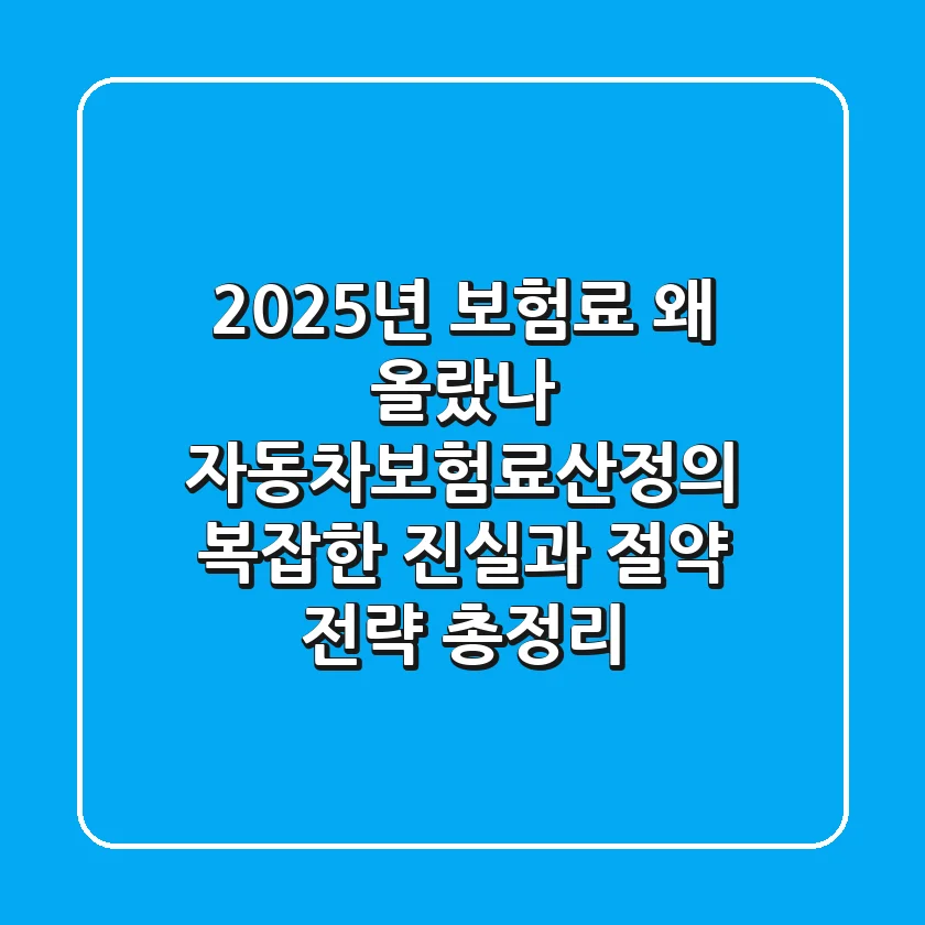 "2025년 보험료 왜 올랐나?", 자동차보험료산정의 복잡한 진실과 절약 전략 총정리