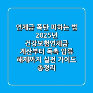 "연체금 폭탄 피하는 법", 2025년 건강보험연체금 계산부터 독촉 압류 해제까지 실전 가이드 총정리