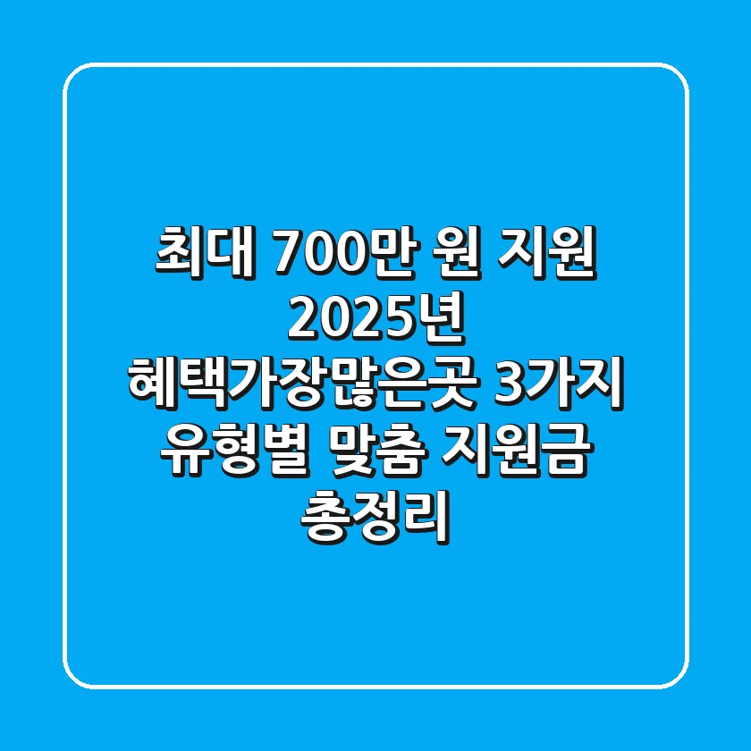 "최대 700만 원 지원!", 2025년 '혜택가장많은곳' 3가지 유형별 맞춤 지원금 총정리