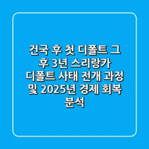"건국 후 첫 디폴트, 그 후 3년" 스리랑카 디폴트 사태 전개 과정 및 2025년 경제 회복 분석