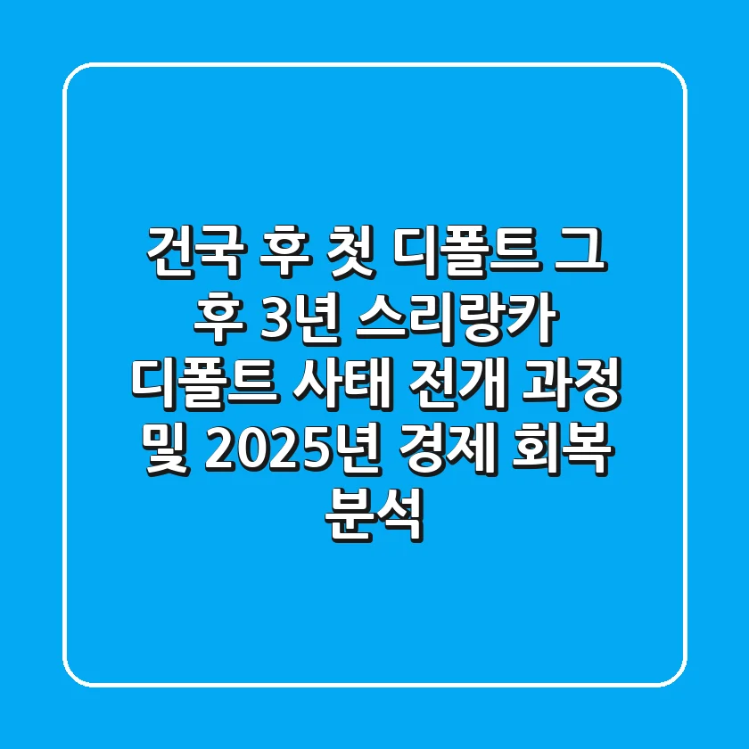 "건국 후 첫 디폴트, 그 후 3년" 스리랑카 디폴트 사태 전개 과정 및 2025년 경제 회복 분석