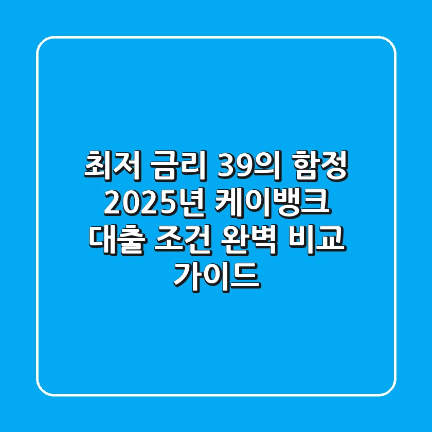 "최저 금리 3.9%의 함정", 2025년 케이뱅크 대출 조건 완벽 비교 가이드