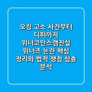 "오킹 고소 사건부터 디퍼까지", 위너코인스캠진실: 위너즈 논란 핵심 정리와 법적 쟁점 심층 분석