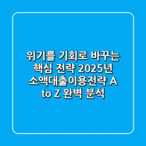 "위기를 기회로 바꾸는 핵심 전략", 2025년 소액대출이용전략 A to Z 완벽 분석