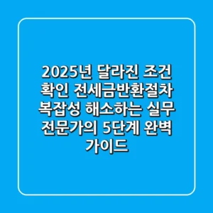 "2025년 달라진 조건 확인", 전세금반환절차 복잡성 해소하는 실무 전문가의 5단계 완벽 가이드