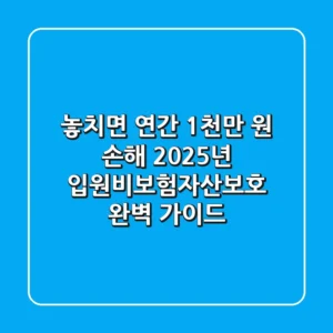 "놓치면 연간 1천만 원 손해", 2025년 입원비보험자산보호 완벽 가이드