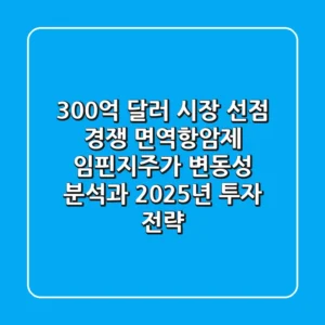 "300억 달러 시장 선점 경쟁", 면역항암제 임핀지주가 변동성 분석과 2025년 투자 전략
