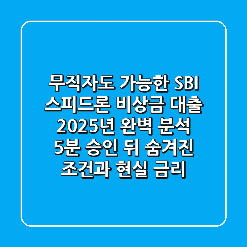 무직자도 가능한 SBI 스피드론 비상금 대출 2025년 완벽 분석: '5분 승인' 뒤 숨겨진 조건과 현실 금리