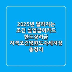 "2025년 달라지는 조건", 실업급여·카드 한도·장려금 자격조건및한도자세히정 총정리