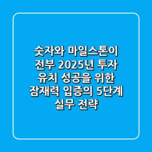 "숫자와 마일스톤이 전부", 2025년 투자 유치 성공을 위한 잠재력 입증의 5단계 실무 전략