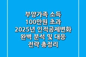 “부양가족 소득 100만원 초과?”, 2025년 인적공제변화 완벽 분석 및 대응 전략 총정리