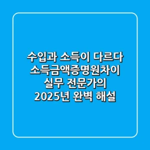 "수입과 소득이 다르다"? 소득금액증명원차이, 실무 전문가의 2025년 완벽 해설