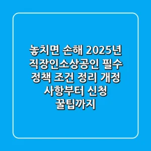 "놓치면 손해" 2025년 직장인·소상공인 필수 정책 조건 정리: 개정 사항부터 신청 꿀팁까지