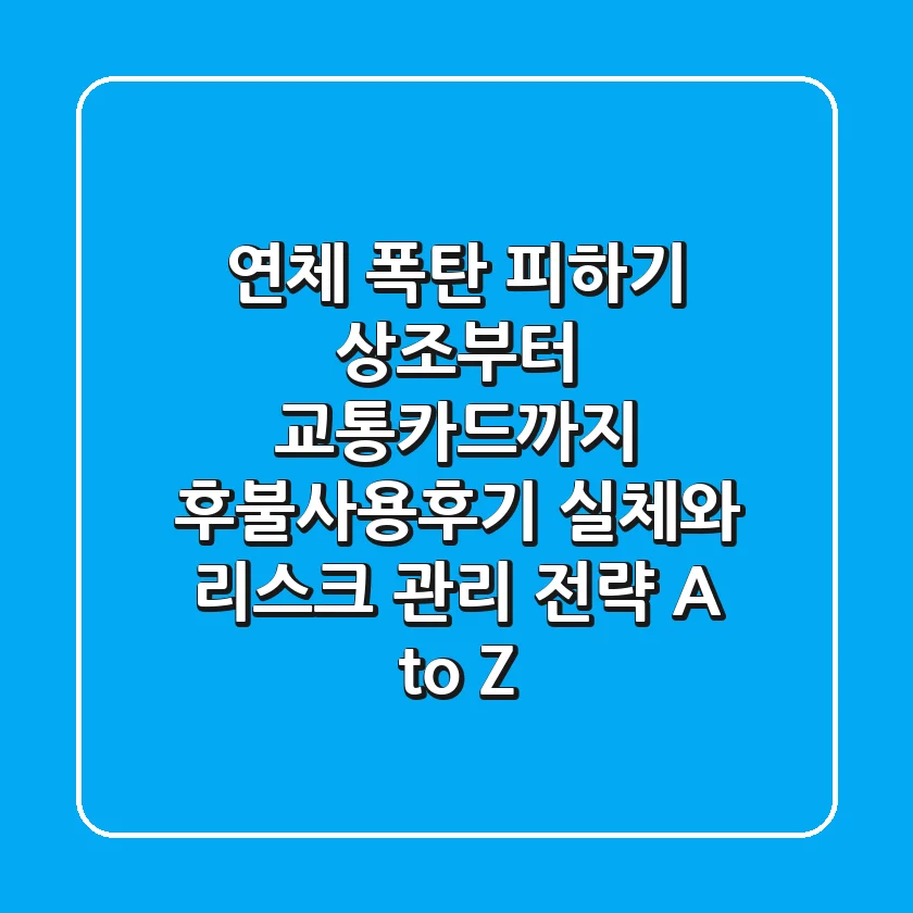 "연체 폭탄 피하기!", 상조부터 교통카드까지 후불사용후기 실체와 리스크 관리 전략 A to Z