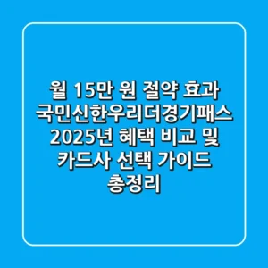 "월 15만 원 절약 효과", 국민신한우리더경기패스 2025년 혜택 비교 및 카드사 선택 가이드 총정리