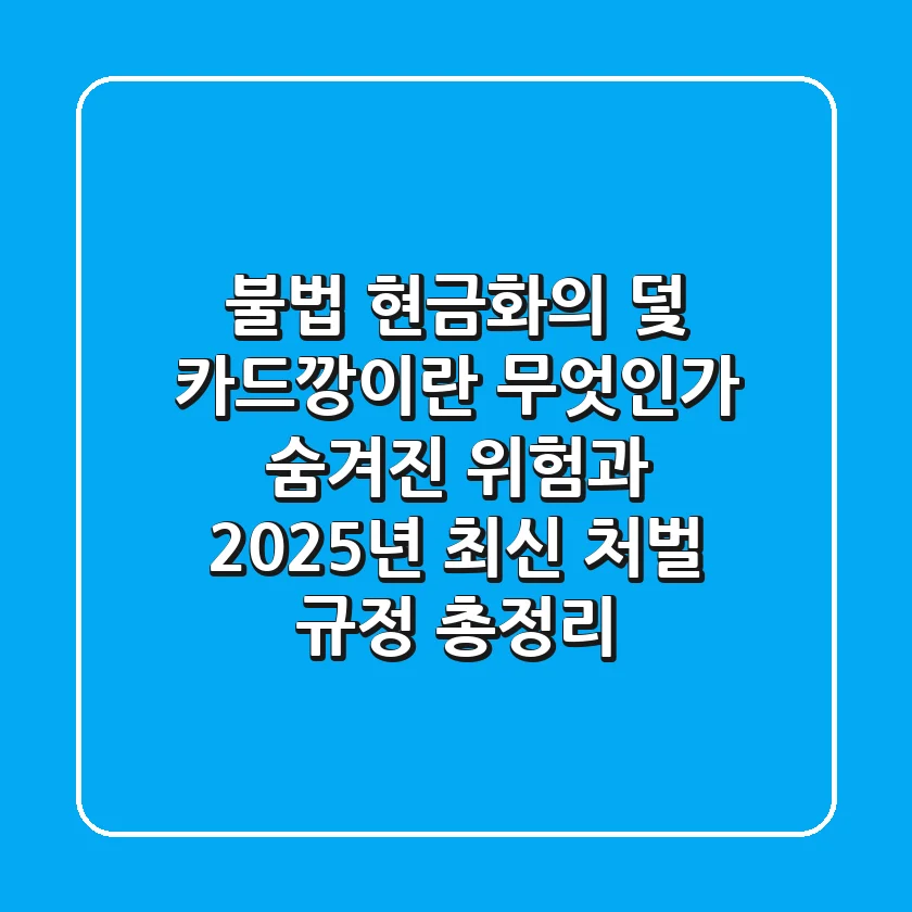"불법 현금화의 덫", 카드깡이란 무엇인가? 숨겨진 위험과 2025년 최신 처벌 규정 총정리